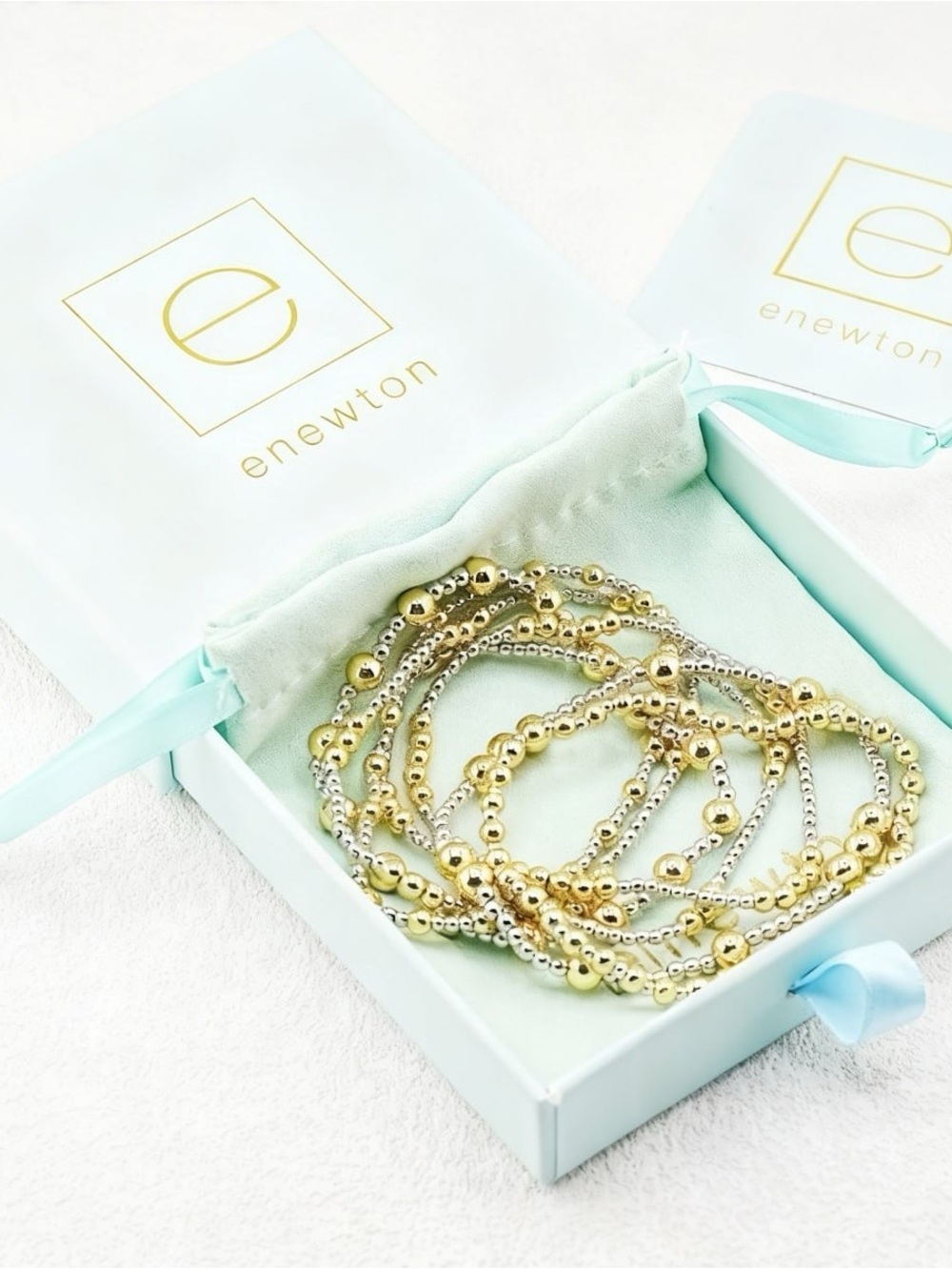 Enewton Gold & Silver Beaded Stretch Bracelet Set